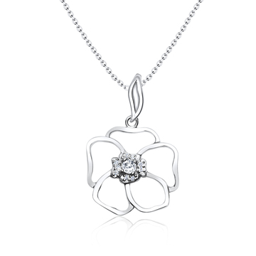 Gorgeous Flower CZ Silver Necklace SPE-3621